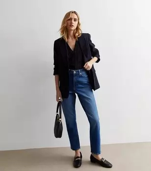 Синие джинсы Tori Mom с высокой талией New Look, синий
