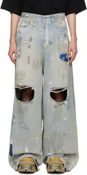 Синие джинсы Trashed Big Shape VETEMENTS, Distressed light blue