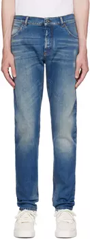 Синие джинсы узкого кроя Balmain