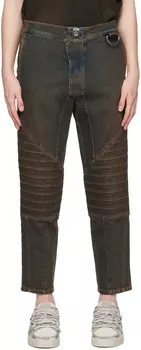 Синие джинсы в рубчик Balmain