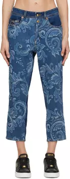 Синие джинсы в стиле барокко Versace Jeans Couture