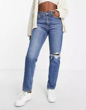 Синие джинсы в стиле мам 80-х Levi's средней степени потертости