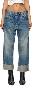 Синие джинсы X-Boyfriend с манжетами R13, Aspen selvedge blue