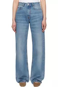Синие хлопковые джинсы большого размера AMI Paris