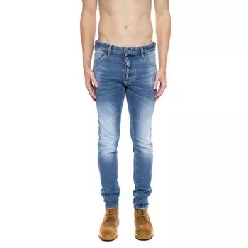 Синие хлопковые мужские джинсы с потертостями Dsquared2