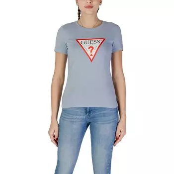 Синие хлопковые топ и футболка GUESS