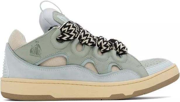 Синие и зеленые кожаные кроссовки Curb Lanvin, Pale blue