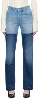 Синие комбинированные джинсы Peter Do