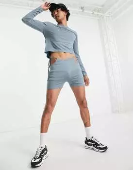 Синие короткие леггинсы с ремнем на талии ASOS