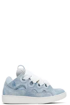 Синие кожаные кроссовки Curb с эффектом денима Lanvin