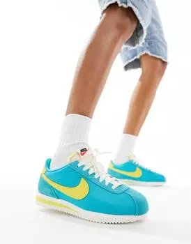 Синие кожаные кроссовки унисекс Nike Cortez