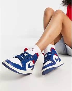 Синие кроссовки Jordan AJ1 Mid