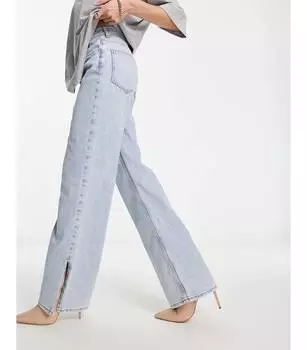Синие легкие джинсы с разрезом ASOS DESIGN