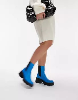 Синие массивные ботинки челси Topshop Wide Fit Margot