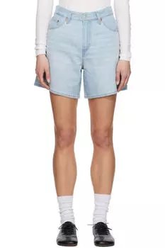 Синие мешковатые льняные шорты с высокой талией и легким денимом Levi's