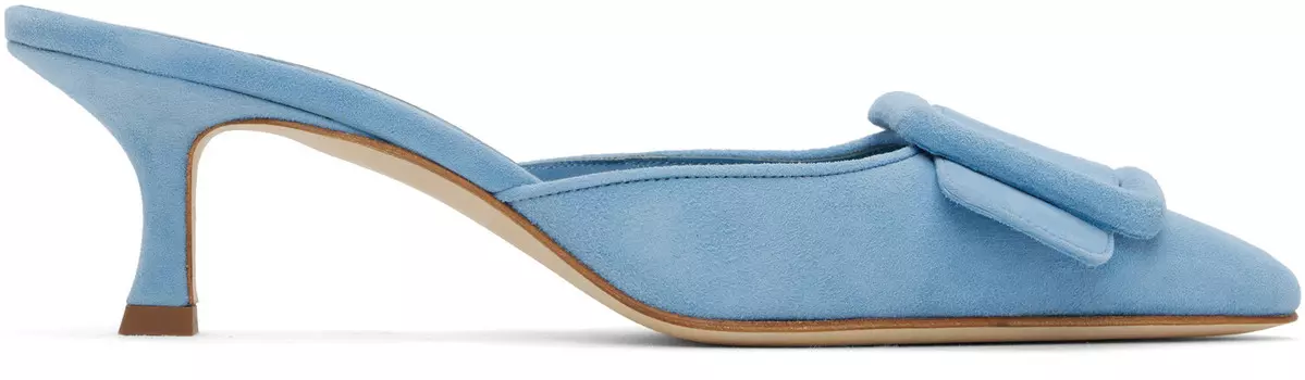 Синие мюли Maysale Manolo Blahnik