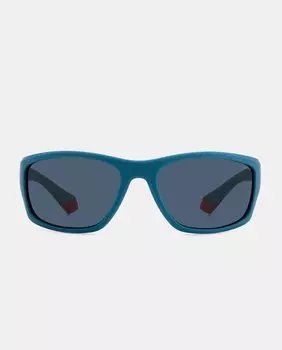 Синие мужские солнцезащитные очки прямоугольной формы с поляризационными линзами Polaroid, синий