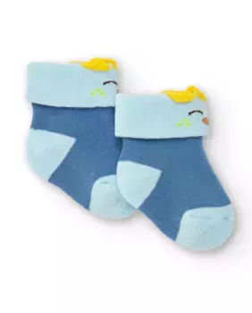 Синие носки для мальчика с манжетами и изображением животных Tuc tuc