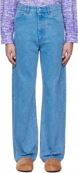 Синие органические джинсы с широкими штанинами Marni