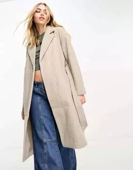 Синие пальто миди с поясом Vero Moda