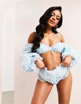 Синие плавки бикини с 3D-цветочным узором ASOS LUXE