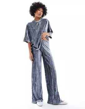 Синие плиссированные брюки Mango