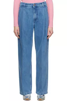 Синие плиссированные джинсы Maison Kitsun