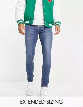 Синие потертые джинсы ASOS DESIGN Power Stretch
