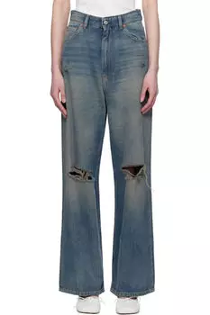 Синие потертые джинсы с пятью карманами MM6 Maison Margiela