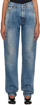 Синие потертые джинсы Светлая классическая расцветка Maison Margiela