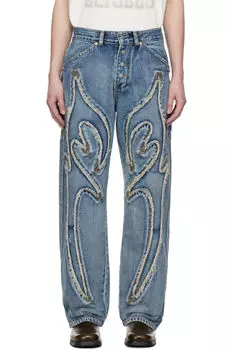 Синие потертые джинсы Thug Club