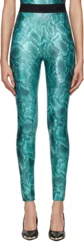 Синие принтованные леггинсы Versace Jeans Couture