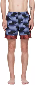 Синие принтованные шорты для плавания Dries Van Noten, Dessin F
