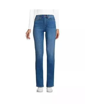 Синие прямые джинсы Petite Recover с высокой посадкой Lands' End, синий