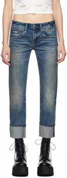 Синие прямые джинсы с манжетами для мальчиков R13