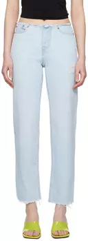 Синие прямые рваные джинсы на танкетке Levi's