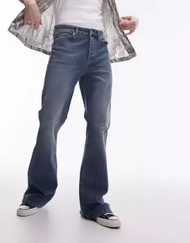 Синие расклешенные джинсы Topman