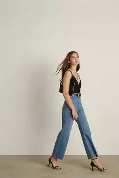 Синие расклешенные широкие джинсы VATKALI, синий