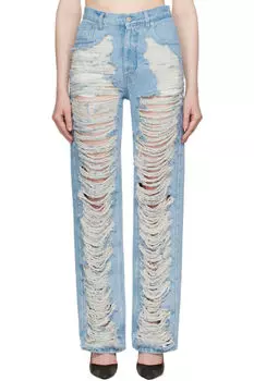 Синие рваные джинсы MM6 Maison Margiela