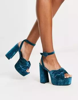Синие сандалии на платформе с узлом ASOS Natia