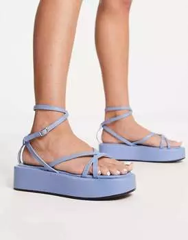 Синие сандалии на плоской подошве с ремешками на щиколотке Truffle Collection
