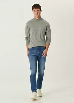 Синие шерстяные джинсовые брюки Isaia