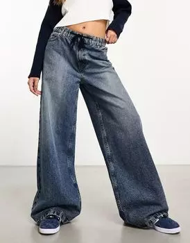 Синие широкие джинсы без застежки ASOS