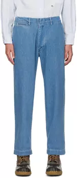 Синие широкие джинсы nanamica, Indigo bleach