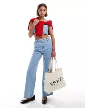 Синие широкие джинсы с чистым поясом ASOS DESIGN — часть комплекта