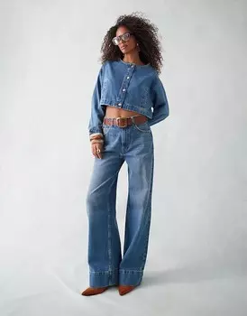 Синие широкие джинсы с глубоким подолом ASOS DESIGN