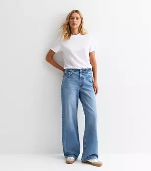 Синие широкие джинсы с напуском со средней посадкой New Look, синий