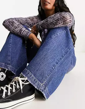 Синие широкие джинсы с заниженной талией Free People Equinox