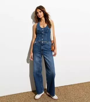 Синие широкие джинсы с завышенной талией Adalae New Look, синий