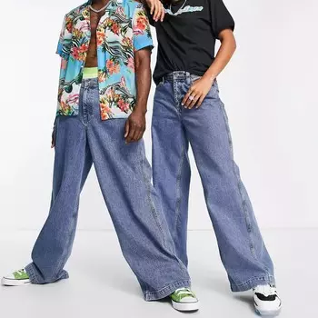 Синие широкие джинсы унисекс Y2K COLLUSION x018